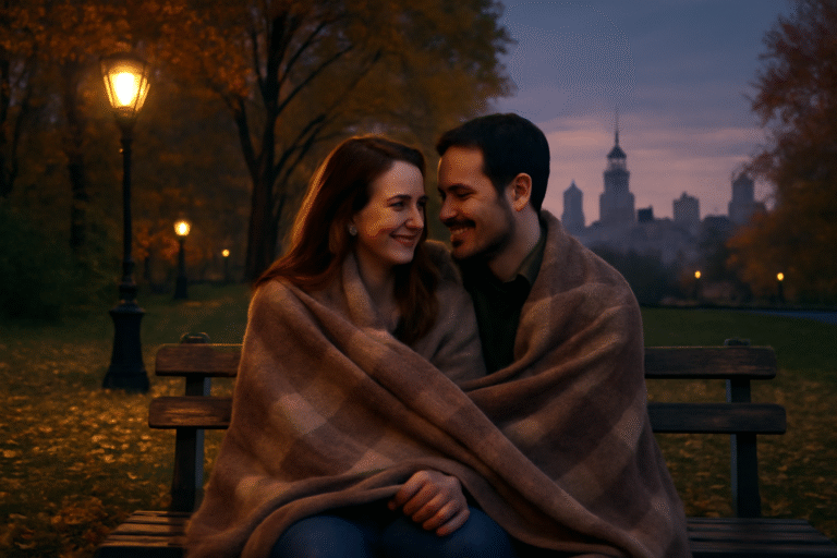 Nyc Park Couple Under Blanket